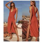 The Jetset Diaries Flowers on the Wall Rustic Orange Wrap Tie Dress Size Large Photo 1