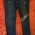 Old Navy Women's Dark Blue Distressed Skinny Jeans Photo 0