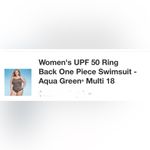 Aqua Green Womens UPF 50 Ring Back One Piece Lined Swimsuit ® Animal Print Sz 18 Photo 9