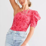 Free People Somethin Bout You Bodysuit Top Hot Pink floral NWT Spring Summer Photo 0