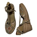 Dolce By Mojo Moxy 8M Boho Lace-Up Embroidered Platform Espidrille Wedge Sandal Photo 2