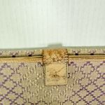 Gucci GG Canvas Wallet Purple Monogram Beige Leather Trim Snap Closure Photo 5