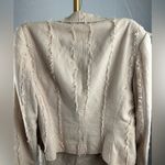Insight Women's Beige Frayed Linen Cotton Jacket Dress Suit Set blazer Size 12 Photo 5