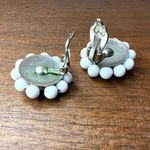 Vintage Womens Beaded Flower Clip On Fashion Earrings White from Japan Photo 6
