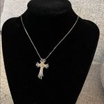 Sterling Silver and Gold Cross Diamond Pendant Necklace Photo 1