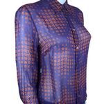 Moschino Jeans Blue Orange Button Down Sheer Crepe Blouse Photo 2