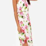 Anthropologie Lush Say No Amore Ivory Rose Floral Print Sleeveless T Back Tulip Hem Maxi Dress Photo 2