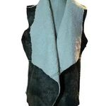 JACK NWT Women's Brown Faux Leather Shearling Open Vest Size L 70s Penny Lane Photo 1