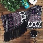 See You Monday Printed Bohemian Top with Fringe | Size S Photo 2