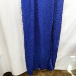 Laurence Kazar VTG  Plus‎ Size XXL Dress Royal Blue Beaded Halter Keyhole Maxi E Photo 8