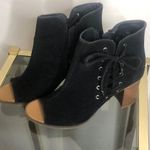 Maurice's Maurice’s black faux suede tie up peep to ankle bootie size 6.5 Photo 0