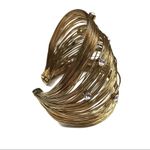 Gold Tone Wire Cuff Bracelet with Rhinestones Gold Photo 5