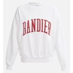 Bandier Classic Logo Varsity Crewneck Sweatshirt in White Medium Photo 4