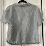 Quince Top Womens Medium Blue White Stripe Linen Coastal Beachy Minimalist M Photo 3