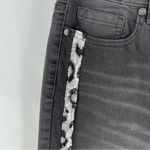 DG2‎ Diane Gilman Stretch Charcoal Gray Leopard Sequin Side Stripe Skinny Jean Size 10 Photo 3