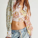 Free People  Small Lucky Penny Wrap Top in Dahlia Combo Multicolor Floral Print Photo 0