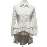 Walter Baker  White Ruffled High-Low Button Front Top Whimsy Bridgerton – Size M Photo 1