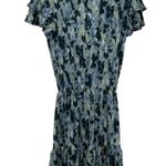 Rare NWT boutique dress rainforest print dress ruffle sleeves ruffle hem layered Blue Size XS Photo 3