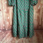 Amazon Boho Pink Floral Green Puff Sleeve Tiered Maxi Dress Photo 5