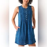 Faherty  Isha  Linen Indigo Blue Mini Dress Photo 1