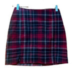 LOVE ON A HANGER Red PLAID flannel MINI SKIRT W FRONT SLITS size 3 Photo 0