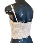 ZARA NEW Ruched Bustier Crop Top Tan White Mini Check Photo 3