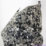 Laurence Kazar  vintage black‎ maxi dress with clear bead and white pearl, L Photo 9