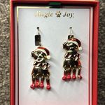Jingle Joy Gold Plated Christmas Santa Dog Dangle Earrings Photo 1
