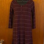 SO  Wine Sweater Dress White Stripes Casual Cool Long Sleeve Soft Touch Size XS Photo 6