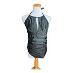 NWT Womens Smismivo High Neck Halter Ruched Tummy Control Black Swimsuit Sz XXL Black Photo 3