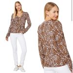 Lilly Pulitzer Chocolate My Favorite Spot Jansen V-Neck Sweatshirt Size Large Photo 1