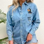 Vintage Warner Bros Daffy Duck Chambray Button Up Size XS Photo 16