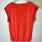 EXPRESS Embroidered Cap Sleeve V Neck Blouse (Red) - small Photo 3