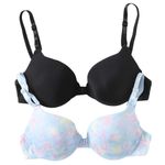 SheIn  2pack Tie Dye Super Push Up Bra Set in Blue/Black, Size XS​​​​​​ Photo 0