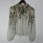 Rachel Zoe Smocked Smocked Neck Floral Chiffon & Base Tee XS Long Sleeve Classic Photo 4