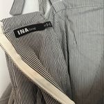 INA  [i:na] Women's Size Small Black White Stripe Off Shoulder Chiffon Ruffle Top Photo 6