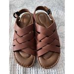 Born Cork Platform Laila Brown Leather Woven Wedge Comfort Sandals Women 7 EUC Photo 1