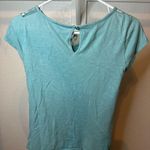 LC Lauren Conrad  Blue Tie Front Cap Sleeve Blouse Photo 1
