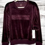 Calvin Klein CK  Velvet Logo Crew Neck Sweatshirt Maroon Med NWT Photo 0