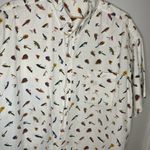 Columbia Vintage White Fish Lure Design Short Sleeve Button Down Shirt Size M Photo 3