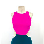 Naven  2-Tone Silk‎ Colorblock Side Cut-Out High Neck Silk Mini Dress Size Small Photo 1
