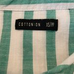 Cotton On Women Top XS Turquoise Striped Button Up Relaxed Preppy Beachy Travel Photo 1