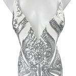 Windsor Gray Silver Sequin Sleeveless Plunging Cami Tank Mini Bodycon Dress OS Photo 2