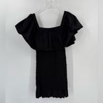 Solid & Striped Revolve Dress‎  Smocked Ruffle Black Poplin size small Photo 6