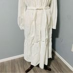 ZARA  Oyster White Bohemian Button-down Lapel Collar Trimmed Midi Dress Sz XXL Photo 9