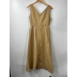 MOUSSY Women's V Neck Belted Waist Denim Dress Sleeveless Solid Khaki Size S 1 Tan Photo 8