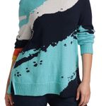 Nic+Zoe NWT  Sky Scene Sweater Aqua Multi Photo 3