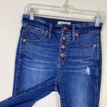 Madewell  Dark Wash Distressed Denim Button Fly 10” High-Rise Skinny Jeans Sz 26 Photo 2