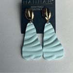 NEW Hannah Clay Poly Drop Earrings Teal and Gold Blue Photo 1