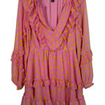 Scoop Pink Yellow Polka Dot Frilly Long Sleeve Tiered Dress NWT Statement Preppy Photo 0